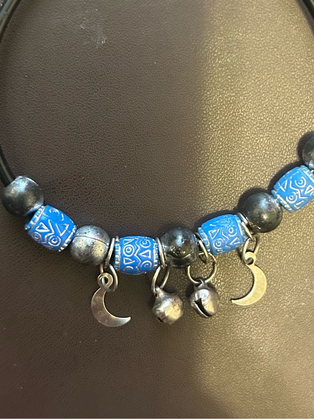 Vintage Blue Beaded Moon Charm Bracelet Tribal Beads - Women’s Jewelry - Picture 2 of 9